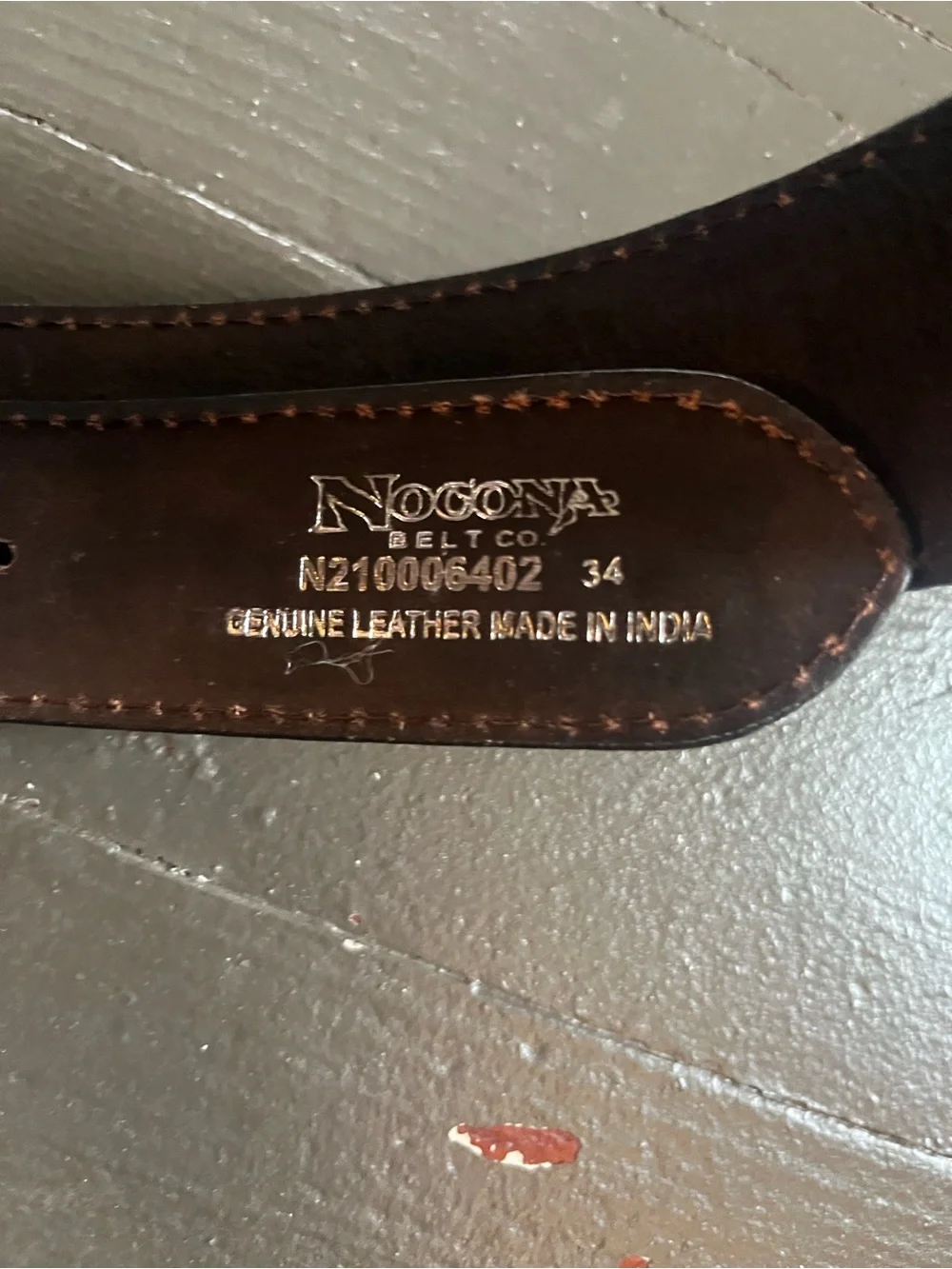 Nocona Brown Tooled Floral Leather Belt with Silver Buckle